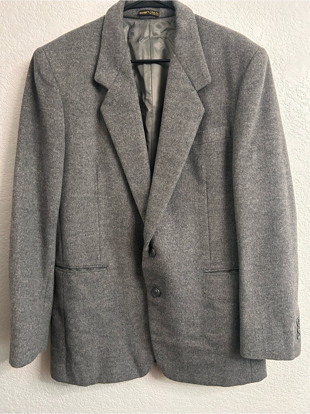 Kang's Custom Tailor Men's Gray Wool Tweed Sport Coat Blazer 44R 2-Butto